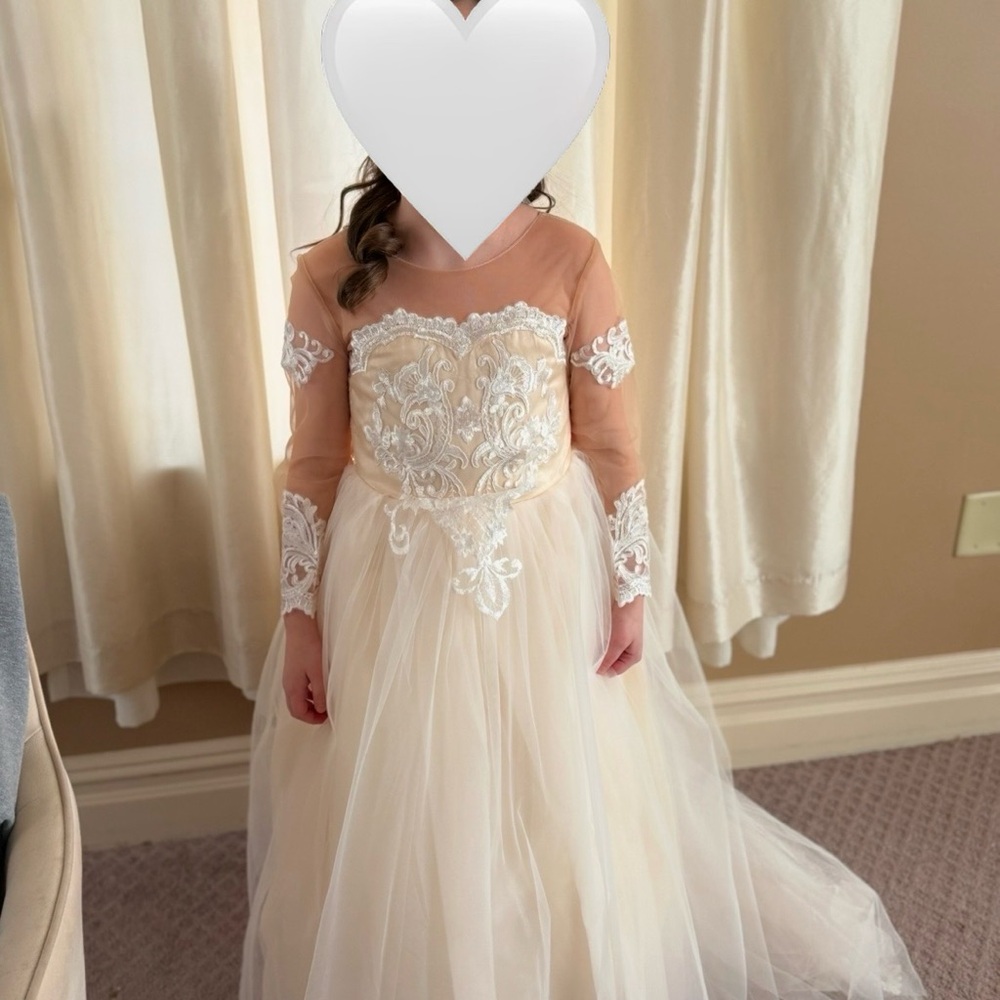 Girl size 8 flower girl gown. Worn once excellent condition